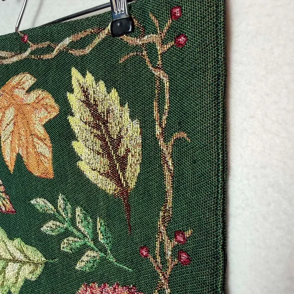 Fall Harvest Tapestry Placemats Pumpkin Autumn Leaves Reversable Set of 2